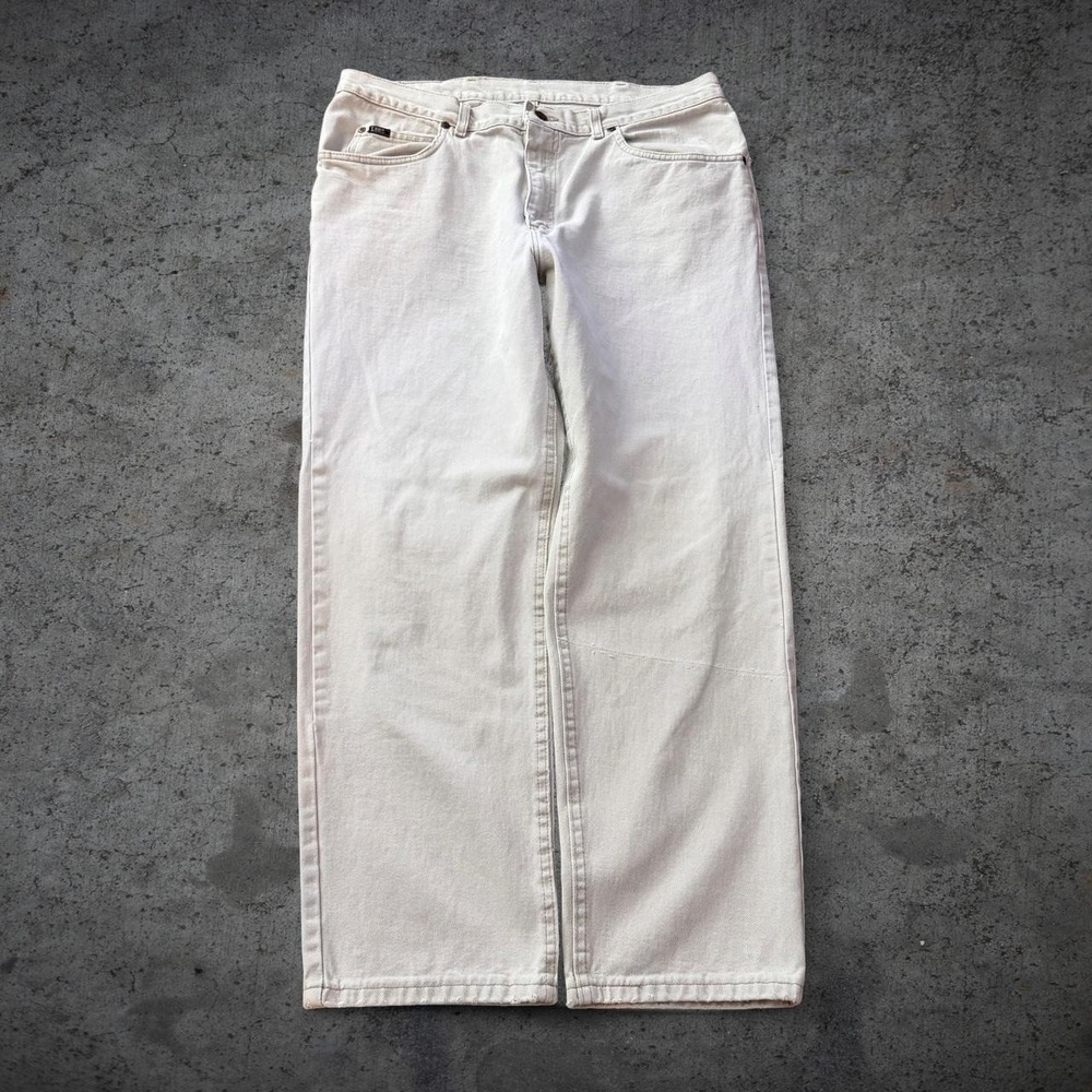 Vintage 1980's Lee Cream Straight Leg Jeans Size 40 Western Rodeo Workwear